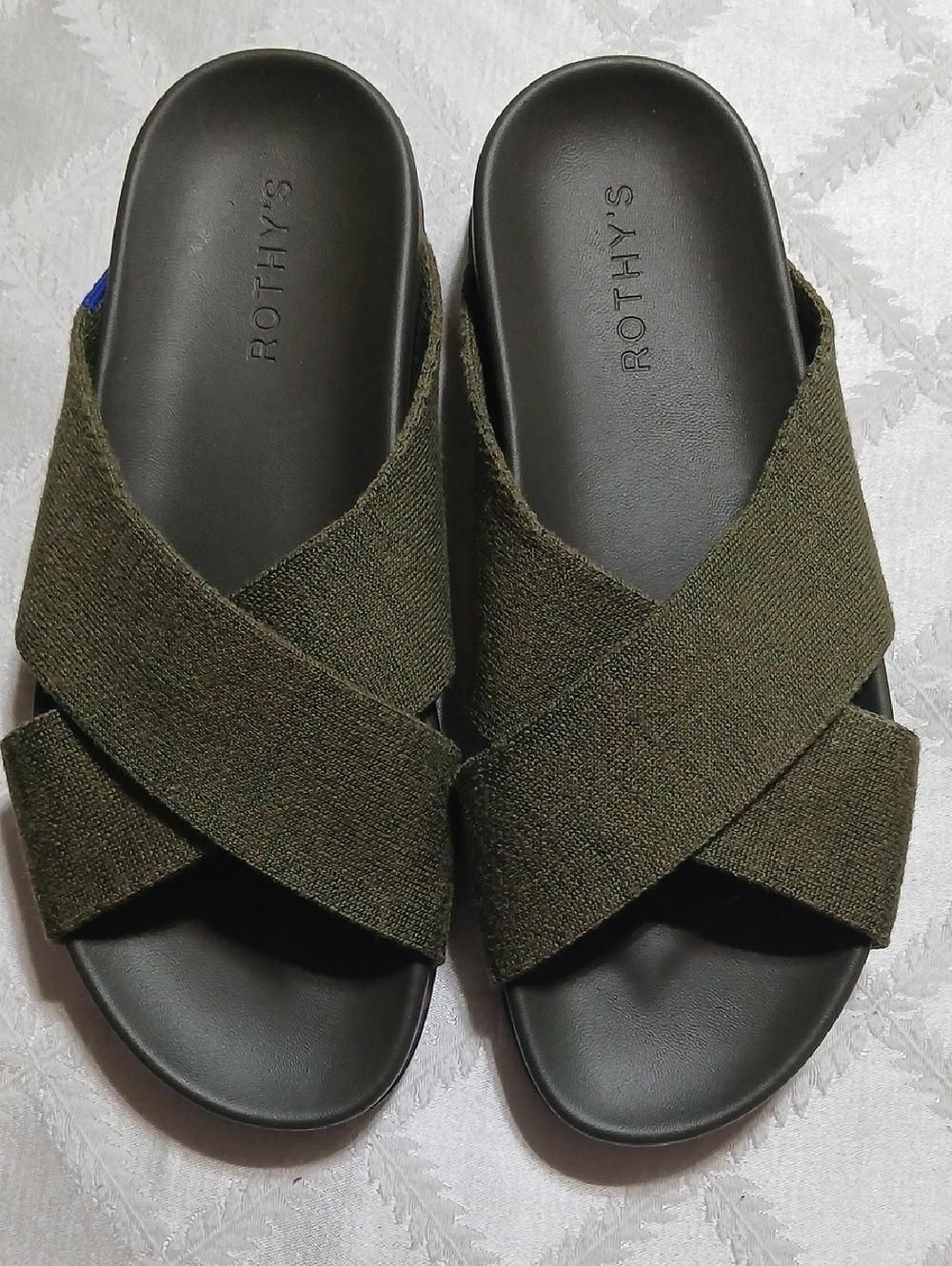 Rothy's Olive Green Crisscross Slide Sandals Size 8.5